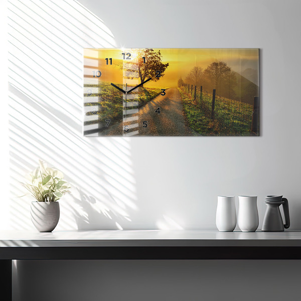 Zegar szklany poziomy Mgła o wschodzie słońca