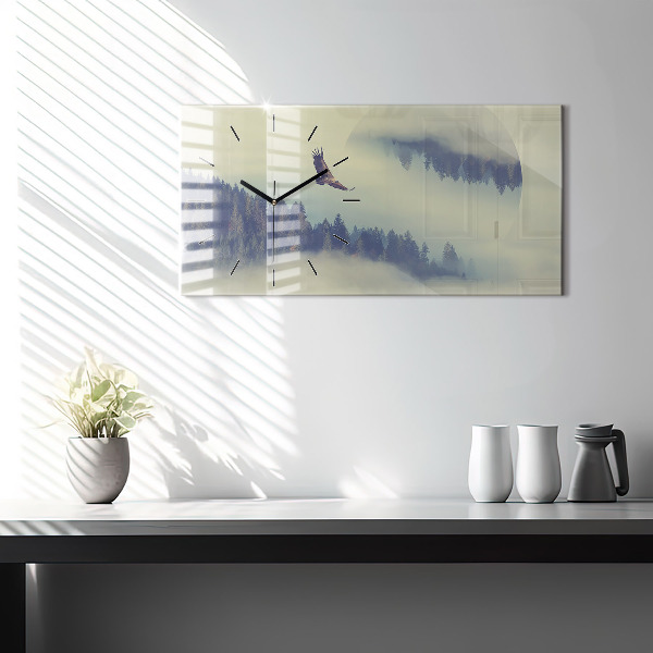 Zegar szklany poziomy Mglisty las Orzeł