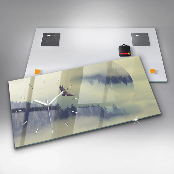 Zegar szklany poziomy Mglisty las Orzeł