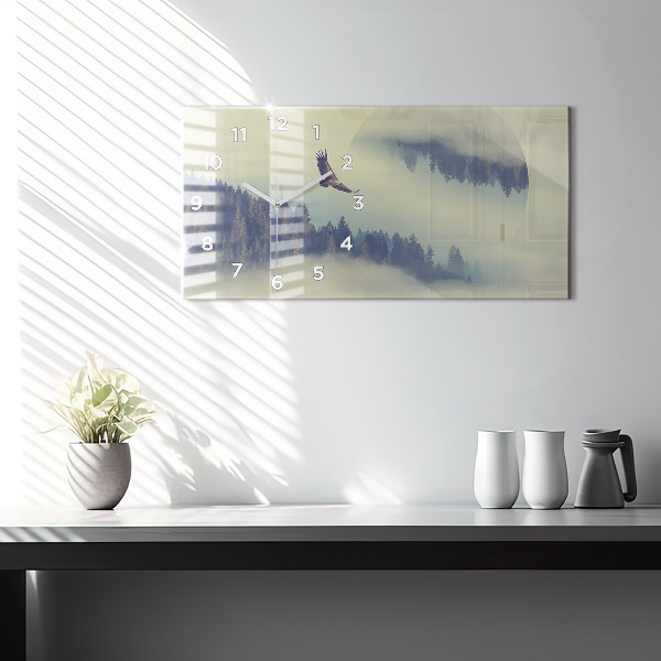 Zegar szklany poziomy Mglisty las Orzeł