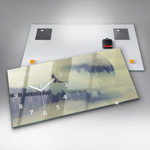 Zegar szklany poziomy Mglisty las Orzeł