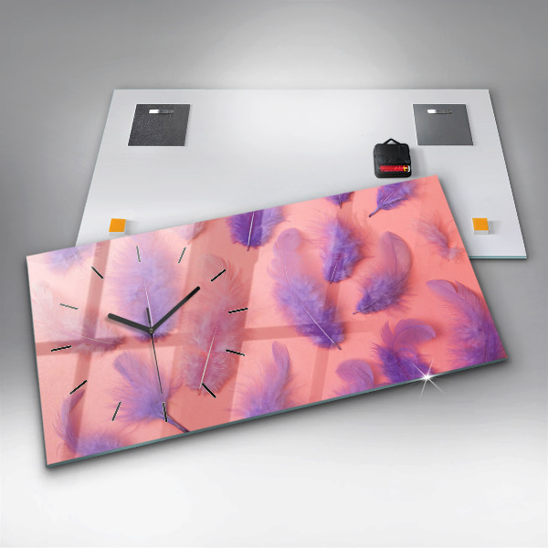 Zegar szklany poziomy Kolorowe Pióra