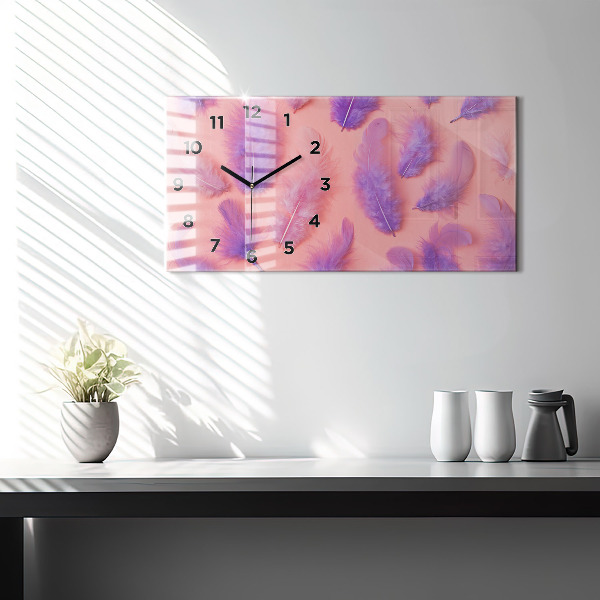 Zegar szklany poziomy Kolorowe Pióra