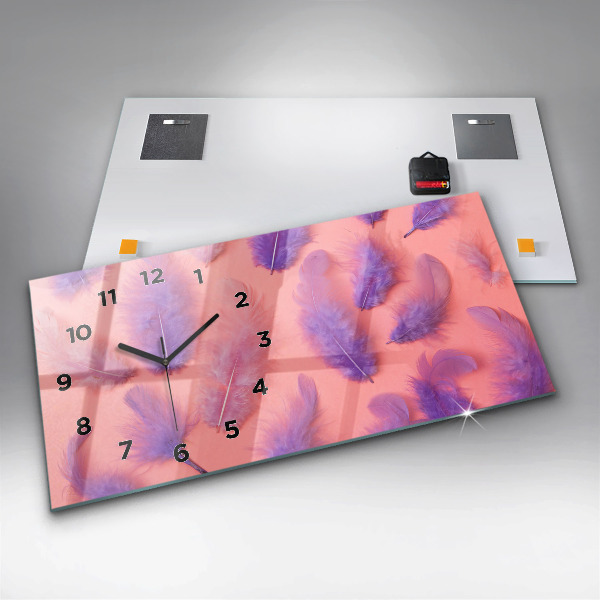 Zegar szklany poziomy Kolorowe Pióra