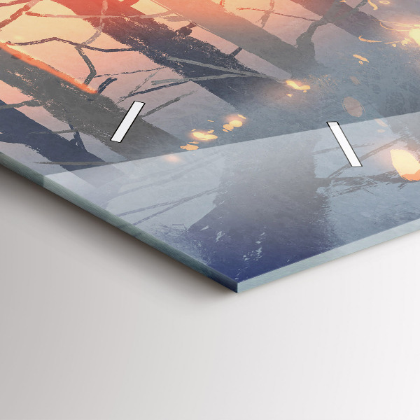 Zegar szklany poziomy Zimowy Krajobraz drzew