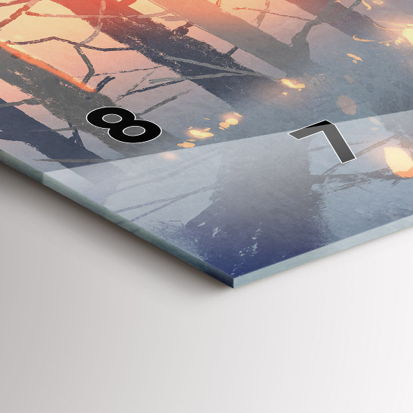 Zegar szklany poziomy Zimowy Krajobraz drzew