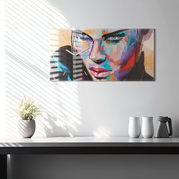 Zegar szklany poziomy Portret kobiety