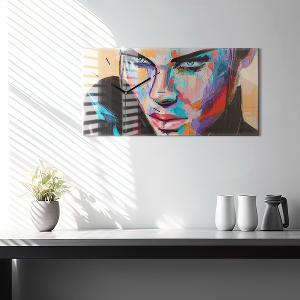 Zegar szklany poziomy Portret kobiety