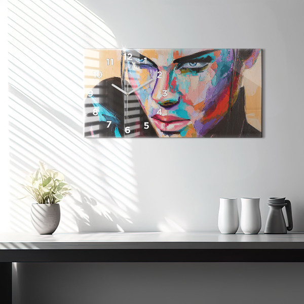Zegar szklany poziomy Portret kobiety