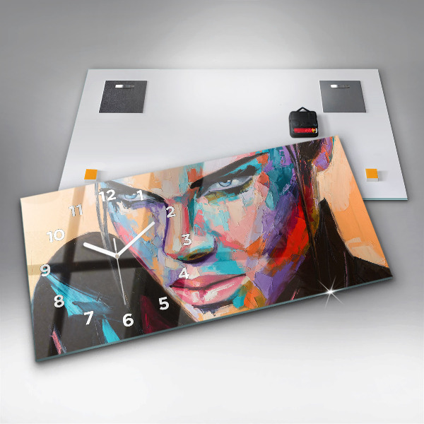 Zegar szklany poziomy Portret kobiety