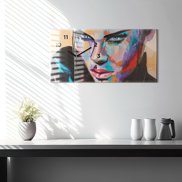 Zegar szklany poziomy Portret kobiety