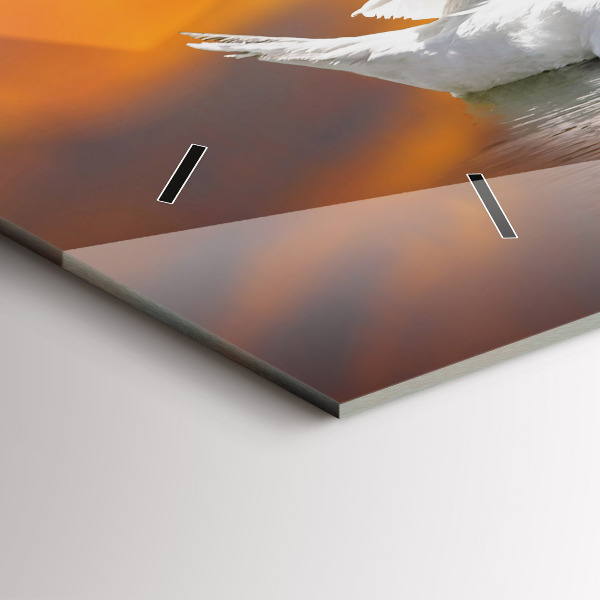 Zegar szklany poziomy Zakochane Łabędzie