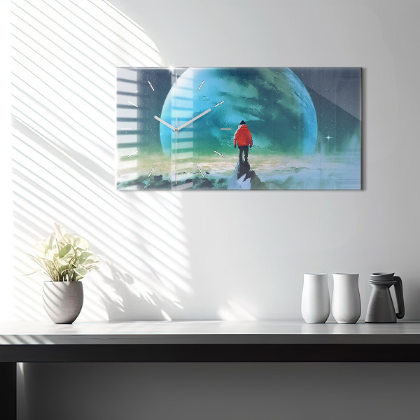 Zegar szklany poziomy Człowiek na księżycu