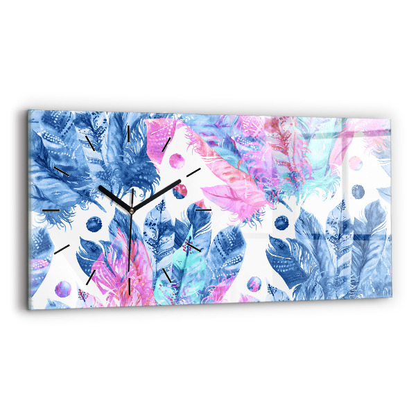 Zegar szklany poziomy Kolorowe pióra