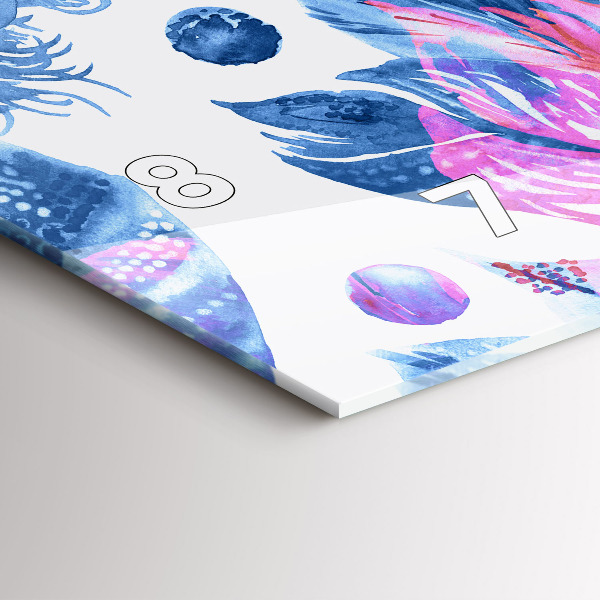 Zegar szklany poziomy Kolorowe pióra