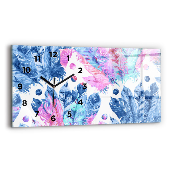 Zegar szklany poziomy Kolorowe pióra