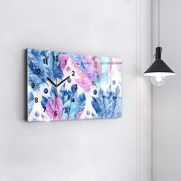 Zegar szklany poziomy Kolorowe pióra