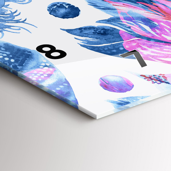 Zegar szklany poziomy Kolorowe pióra