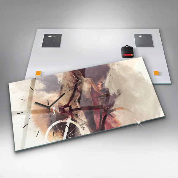 Zegar szklany poziomy Kobieta i rower