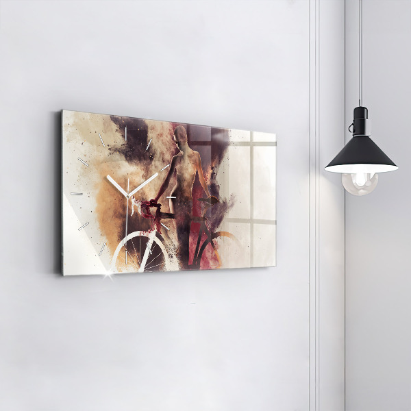 Zegar szklany poziomy Kobieta i rower