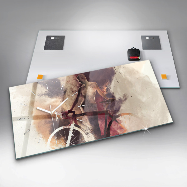 Zegar szklany poziomy Kobieta i rower