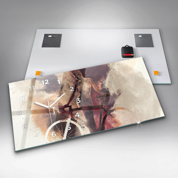 Zegar szklany poziomy Kobieta i rower