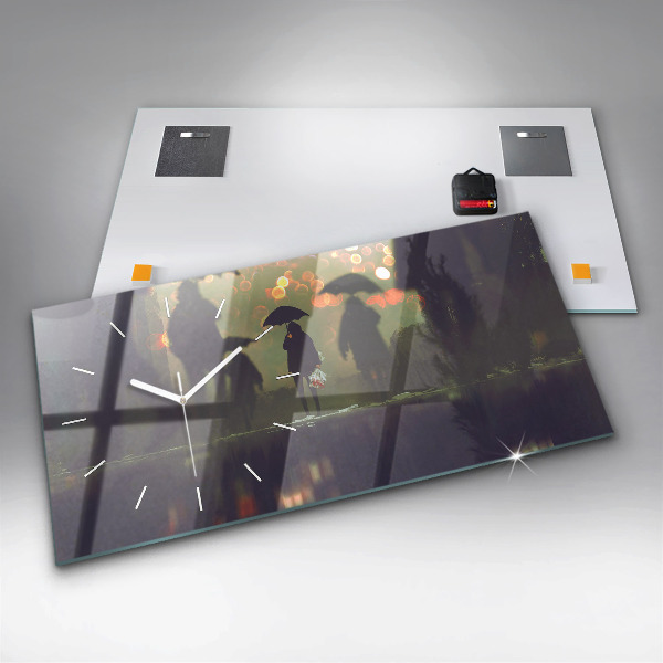 Zegar poziomy Ludzie z parasolami