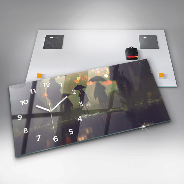 Zegar poziomy Ludzie z parasolami