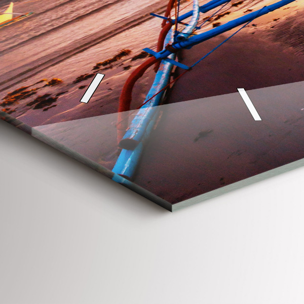 Zegar poziomy Łódka i zachód słońca