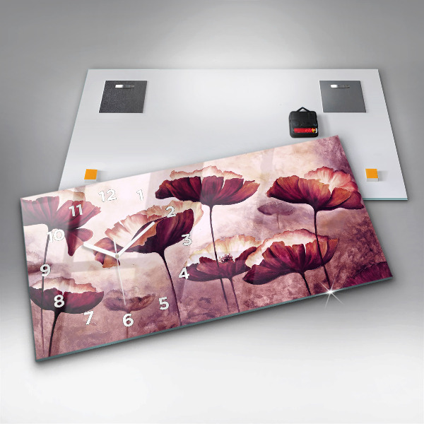 Zegar poziomy Kwiaty Rozkwitające Maki