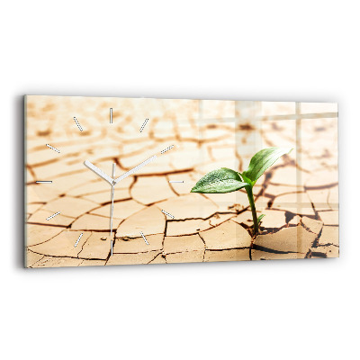 Zegar ścienny poziomy Roślina w wysuszonej ziemi