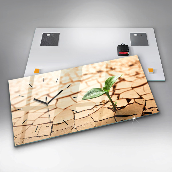 Zegar ścienny poziomy Roślina w wysuszonej ziemi