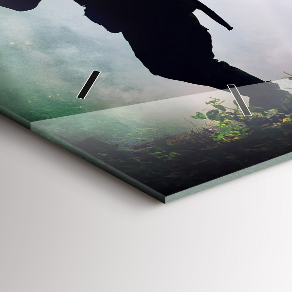 Zegar poziomy Wojsko w lesie żołnierze