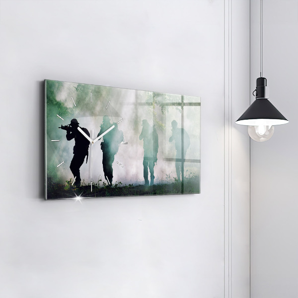 Zegar poziomy Wojsko w lesie żołnierze