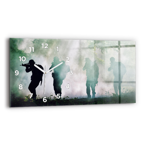 Zegar poziomy Wojsko w lesie żołnierze