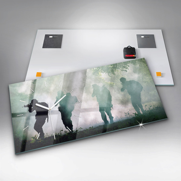 Zegar poziomy Wojsko w lesie żołnierze