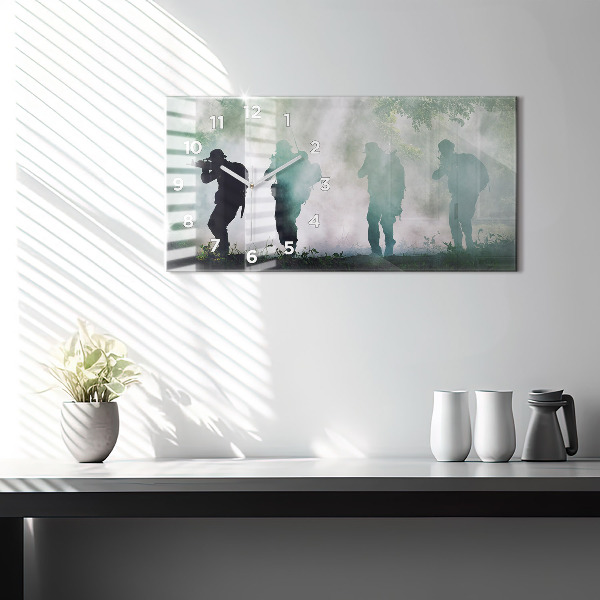 Zegar poziomy Wojsko w lesie żołnierze