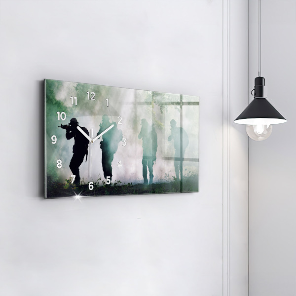 Zegar poziomy Wojsko w lesie żołnierze