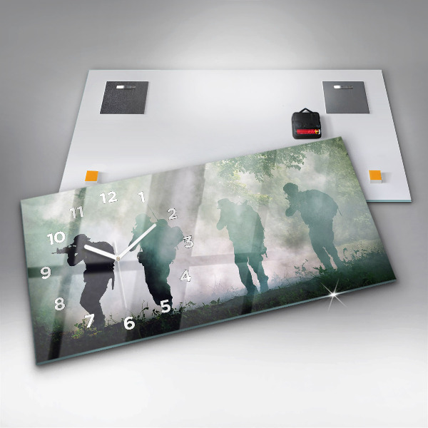 Zegar poziomy Wojsko w lesie żołnierze