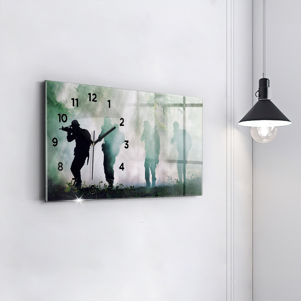 Zegar poziomy Wojsko w lesie żołnierze