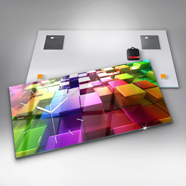 Zegar ścienny poziomy Kolorowe kostki