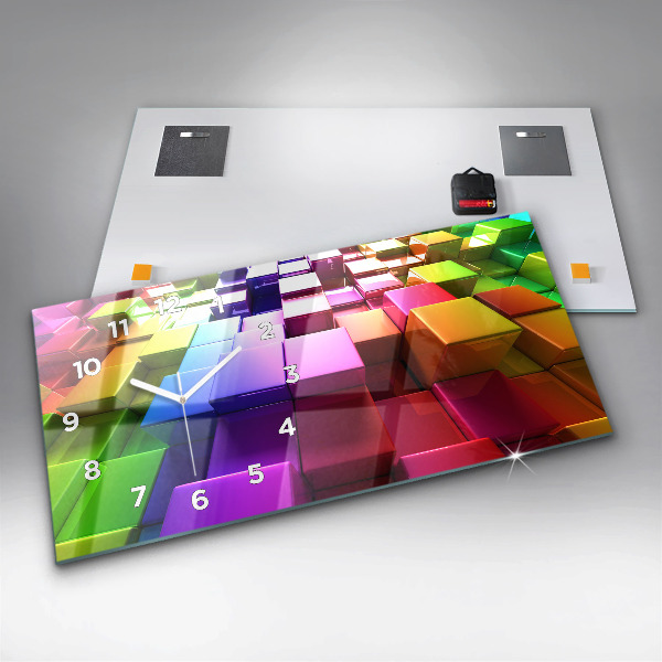 Zegar ścienny poziomy Kolorowe kostki