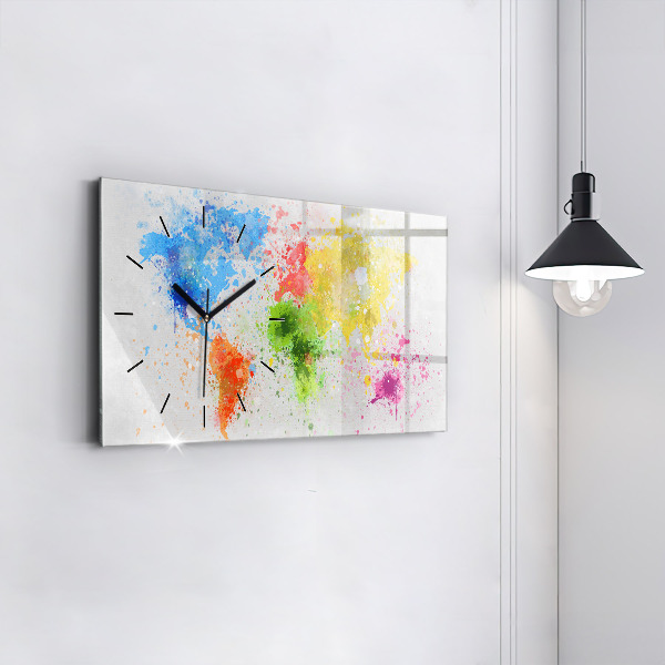 Zegar ścienny poziomy Mapa świata na papierze