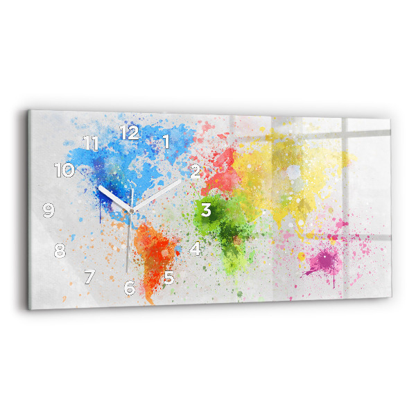 Zegar ścienny poziomy Mapa świata na papierze