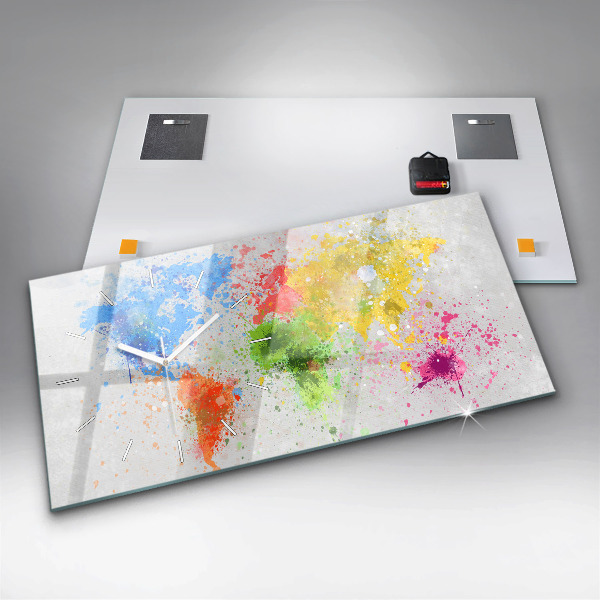 Zegar ścienny poziomy Mapa świata na papierze