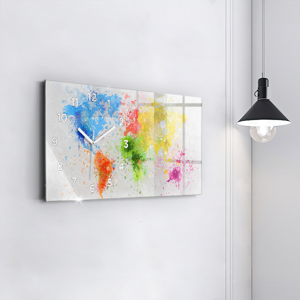 Zegar ścienny poziomy Mapa świata na papierze