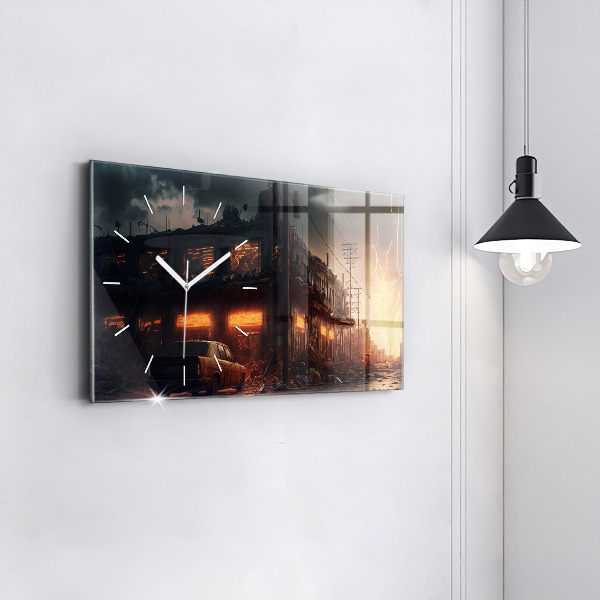 Zegar szklany poziomy Apokaliptyczny budynek