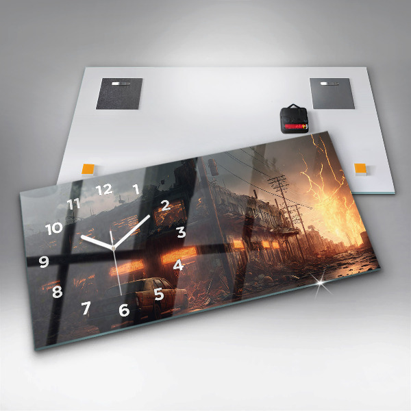 Zegar szklany poziomy Apokaliptyczny budynek