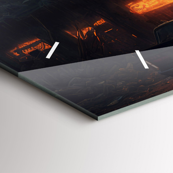 Zegar szklany poziomy Apokaliptyczny budynek