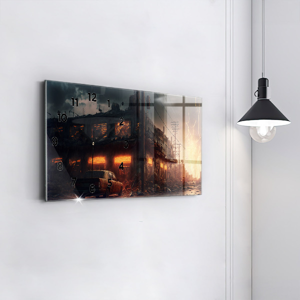 Zegar szklany poziomy Apokaliptyczny budynek